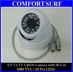 Latest High Resolution CCTV Dome 1/3" IR Infrared Color CCD Camera 1000TVL 24pcs LED